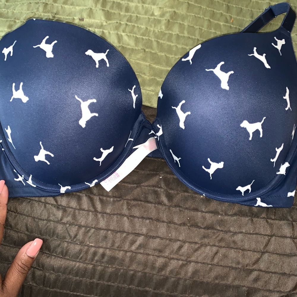 PINK(SOLD) Navy Blue dog printed Bra 36DD
